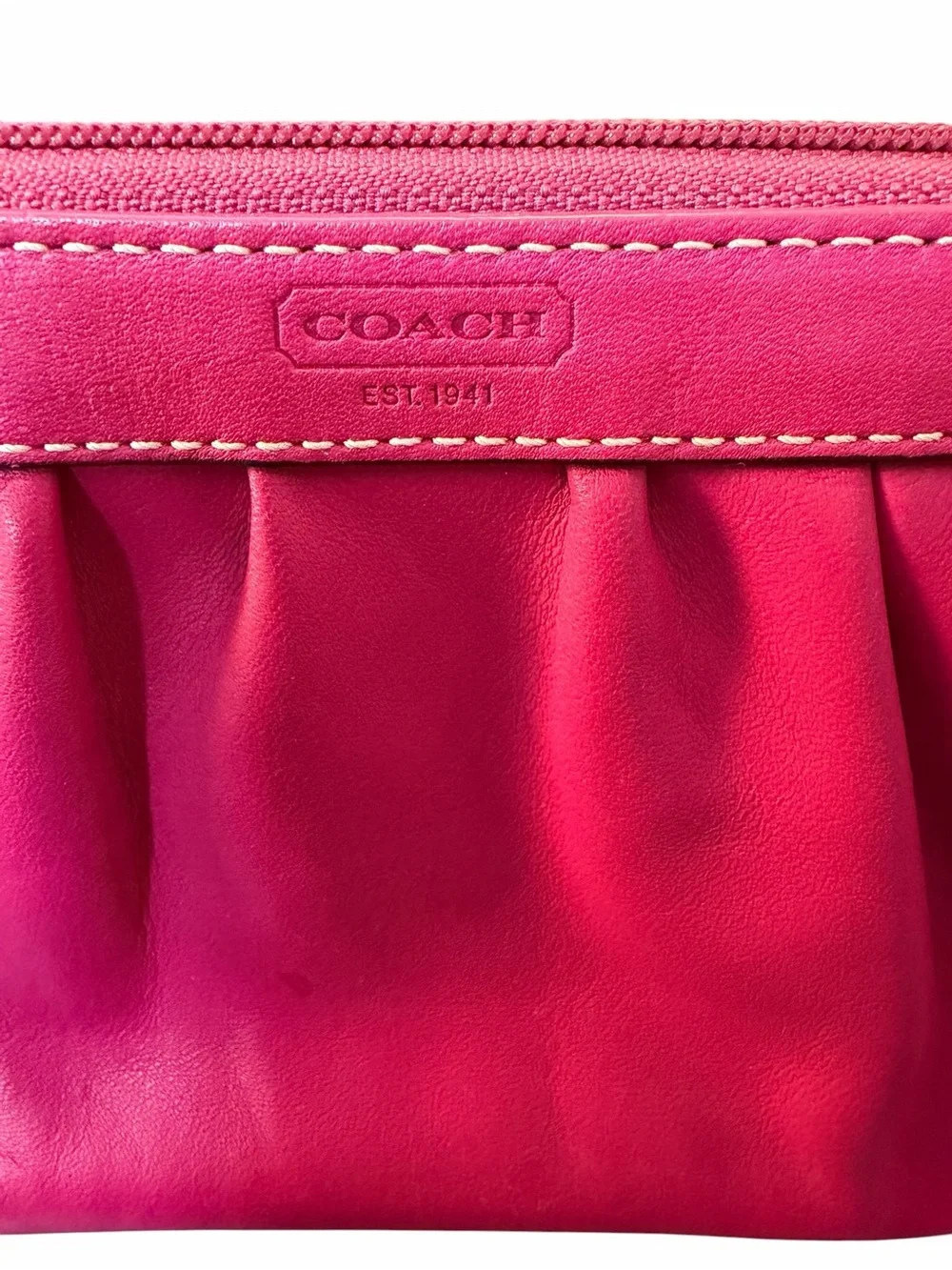 Coach Hot Pink Leather Wristlet w/COA (A558) - Picture 3 of 10